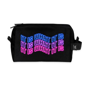 Es ist, was es ist (Phrase) Neonschilder-Stil - Recycelte Kulturtasche - Schwarz - Vorne