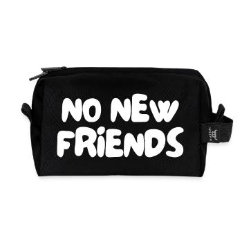 no new friends - Recycled Toiletry Zip Bag - black - Front
