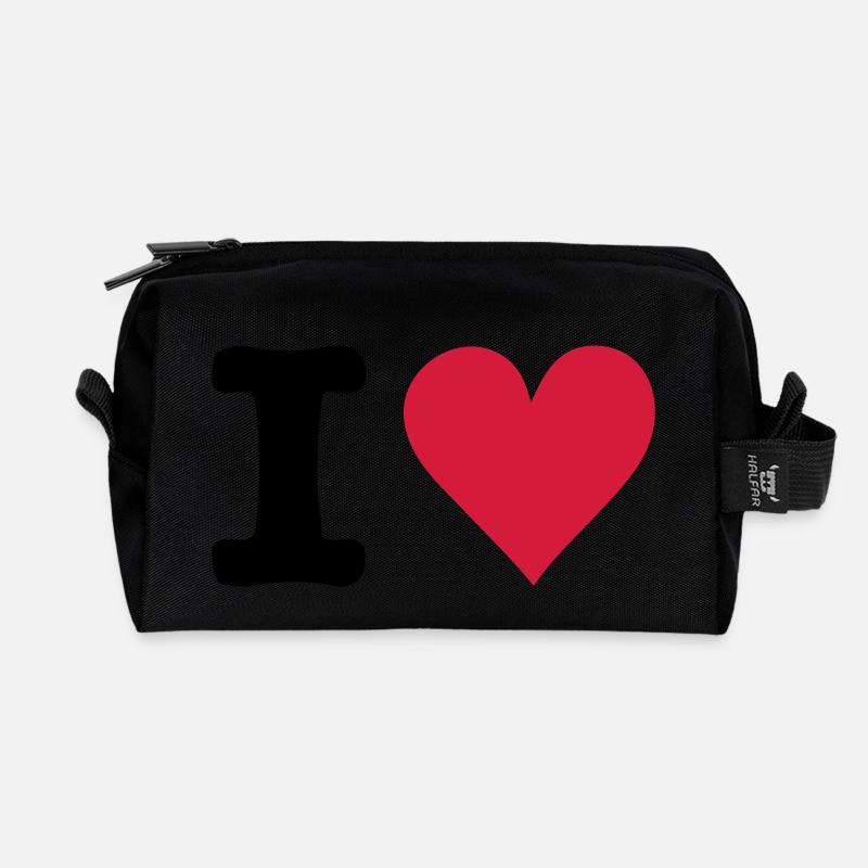 I - HEART - Recycled Toiletry Zip Bag - black