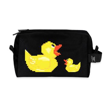 Duck mother with child chicks young gift duck - Recycled Toiletry Zip Bag - black - Front