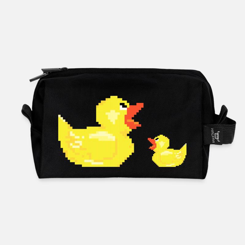 Ente Mutter mit Kind Kücken jung Geschenk Duck - Recycelte Kulturtasche - Schwarz