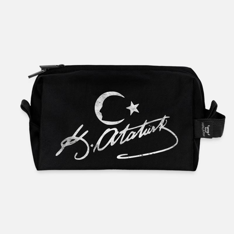 Atatürk Imza Grunge Style - Recycelte Kulturtasche - Schwarz