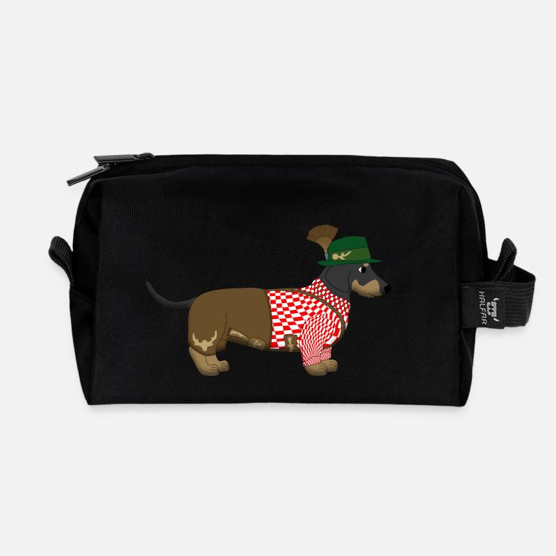 Dachshund Bavaria 2 - Recycled Toiletry Zip Bag - black