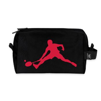 Logo Badmintonspieler player2 - Recycelte Kulturtasche - Schwarz - Vorne