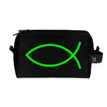 Jésus poisson vert Ichthys poisson poisson poisson poisson - Trousse de toilette en tissu recyclé - noir - Devant