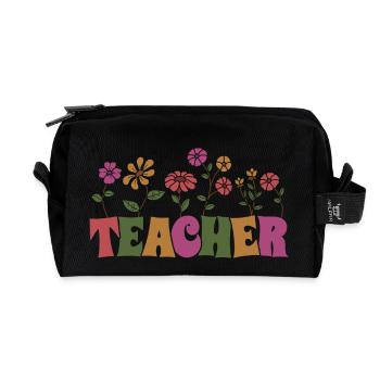 Bunte Blumen Lehrer Geschenk für den Lehrertag - Recycelte Kulturtasche - Schwarz - Vorne