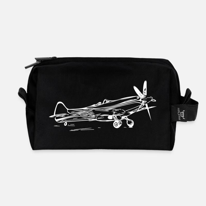 Vintage Popeller Flieger Flugzeug - Recycelte Kulturtasche - Schwarz
