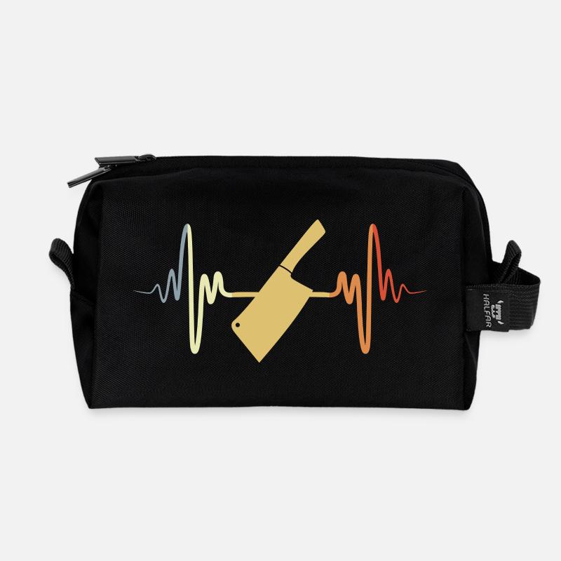 Hackbeil EKG Herzlinie - Recycelte Kulturtasche - Schwarz