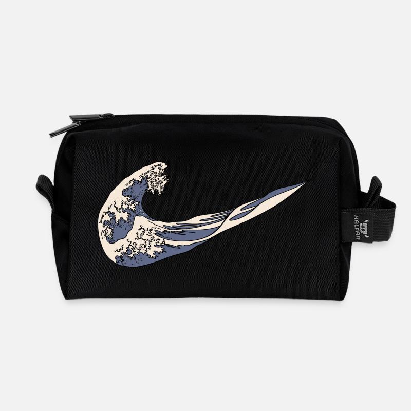 Die große Welle vor Kanagawa - Recycelte Kulturtasche - Schwarz