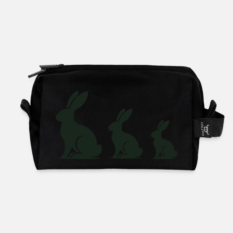 Rabbit rabbit rabbit - Recycled Toiletry Zip Bag - black