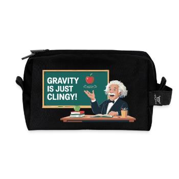 Lustiges Physik-Design – Gravity is just clingy - Recycelte Kulturtasche - Schwarz - Vorne