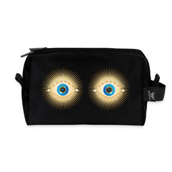 Goldene Augen mit strahlend blauen Pupillen - Recycelte Kulturtasche - Schwarz - Vorne