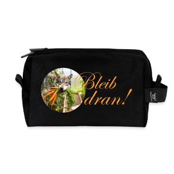 Keep at it, don't give up, hang in there, dog, husky - Recycled Toiletry Zip Bag - black - Front