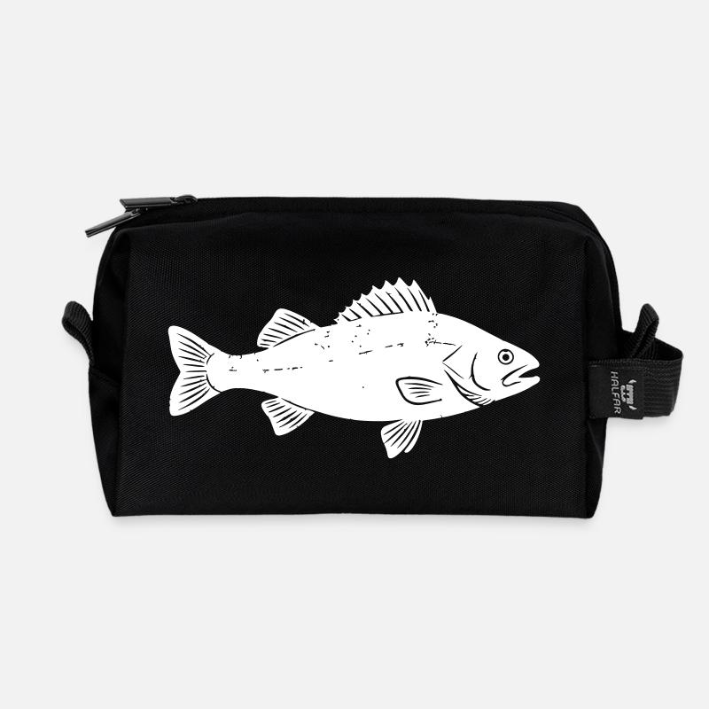 Barsch Flussbarsch Perch Angler Vektor - Recycelte Kulturtasche - Schwarz