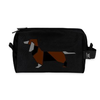 Origami Dackel - Recycelte Kulturtasche - Schwarz - Vorne