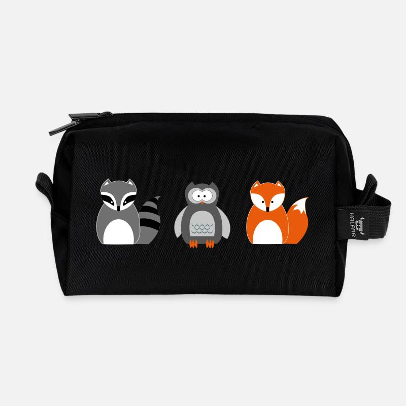 Waldtiere - Recycelte Kulturtasche - Schwarz