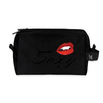 Lèvres Rouges Diable Bouche Baiser Cadeau - Trousse de toilette en tissu recyclé - noir - Devant