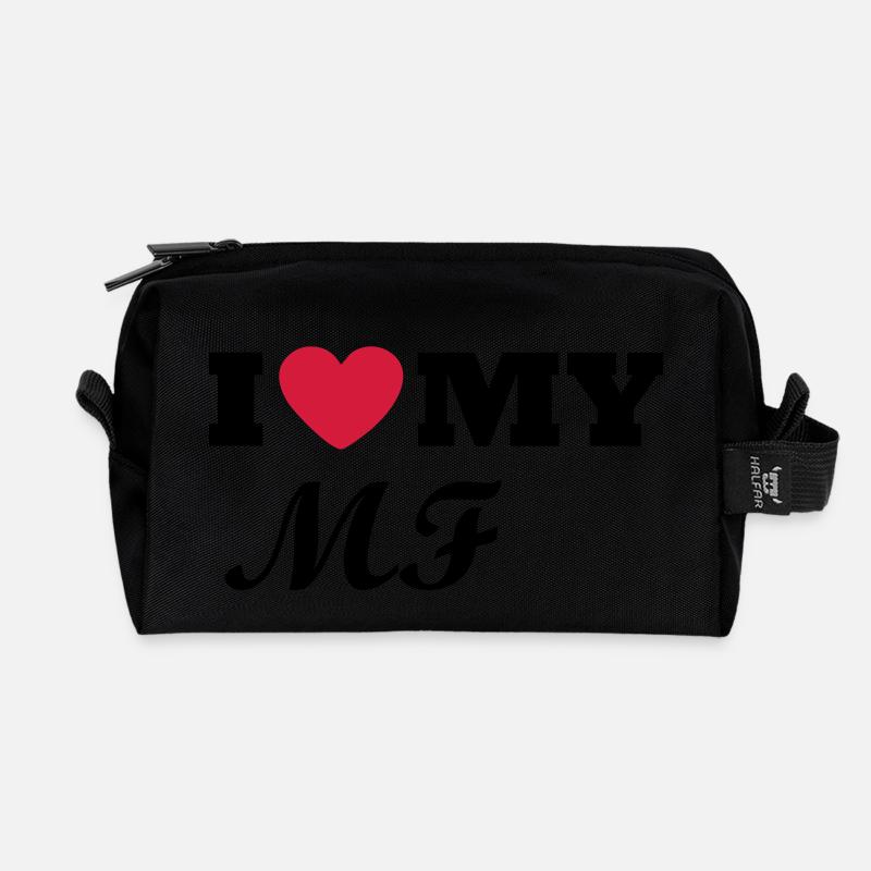I Love my MF - Recycelte Kulturtasche - Schwarz
