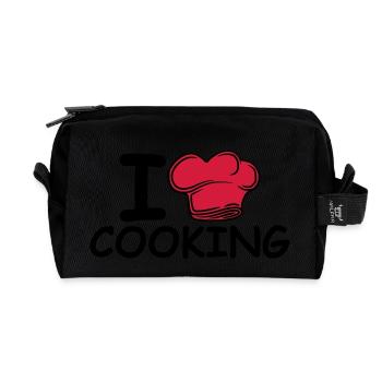 Chef Chef's Hat I Love Love - Recycled Toiletry Zip Bag - black - Front