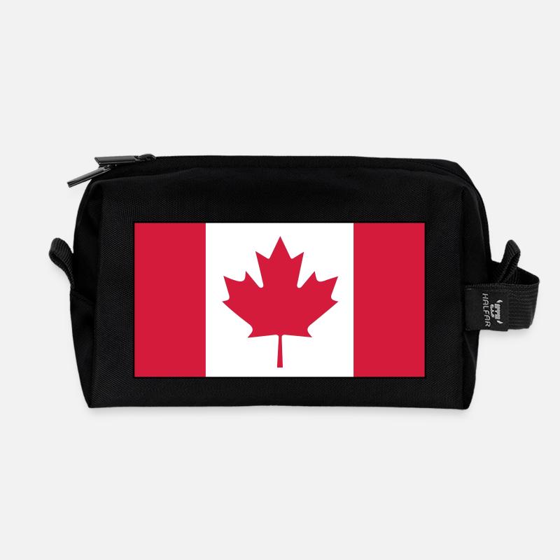 Drapeau du Canada - Trousse de toilette en tissu recyclé - noir