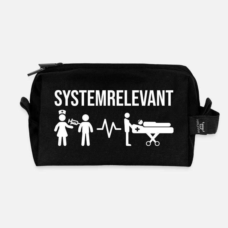 Systemrelevant Pflegekräfte Motiv - Recycelte Kulturtasche - Schwarz