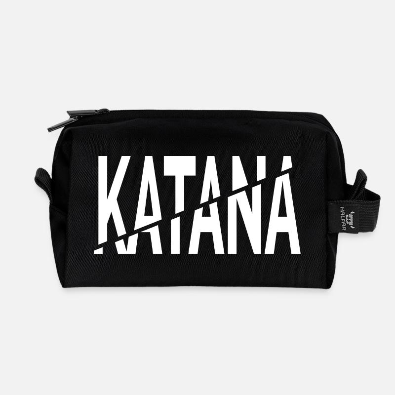 katana cut - Recycled Toiletry Zip Bag - black