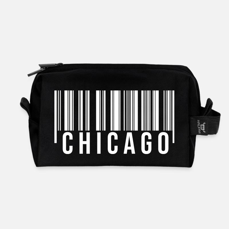 Chicago Barcode1 - Recycled Toiletry Zip Bag - black