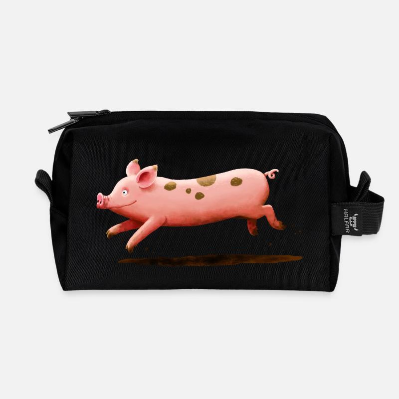rennendes Schwein - Recycelte Kulturtasche - Schwarz