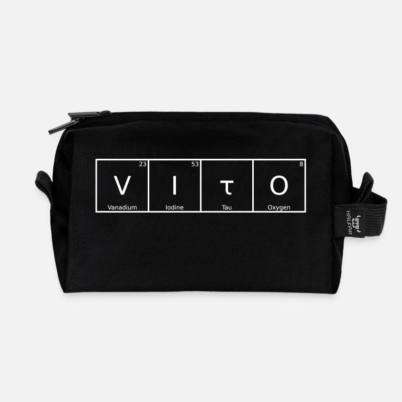Vito Name Vorname Chemie Periodensystem Elemente - Recycelte Kulturtasche - Schwarz