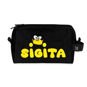 Sigita Poulet Jaune Sweet Name - Trousse de toilette en tissu recyclé - noir - Devant