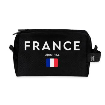 Drapeau de la France, fierté française - Trousse de toilette en tissu recyclé - noir - Devant