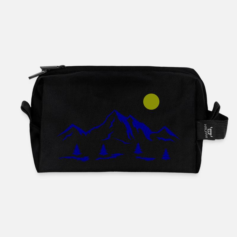 Berge - Recycelte Kulturtasche - Schwarz