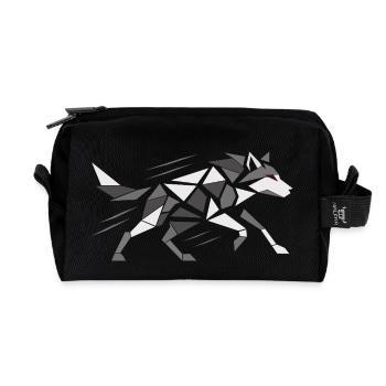 Geometrischer Wolf T-Shirt | Design Brutalis - Recycelte Kulturtasche - Schwarz - Vorne