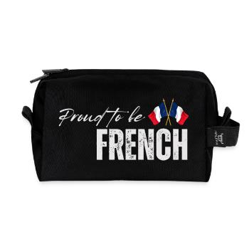 Fière française, j’adore la France - Trousse de toilette en tissu recyclé - noir - Devant