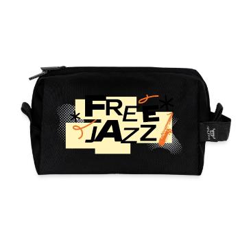 Free Jazz Bold Retro Typography - Recycled Toiletry Zip Bag - black - Front