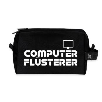 Computer Whisperer Retro Print - Recycled Toiletry Zip Bag - black - Front