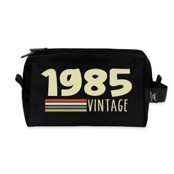 1985-Anniversary-1985-retro-1985 - Recycled Toiletry Zip Bag - black - Front