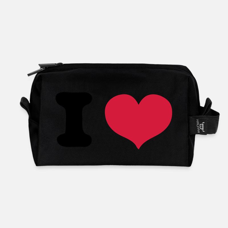 i love - Recycled Toiletry Zip Bag - black