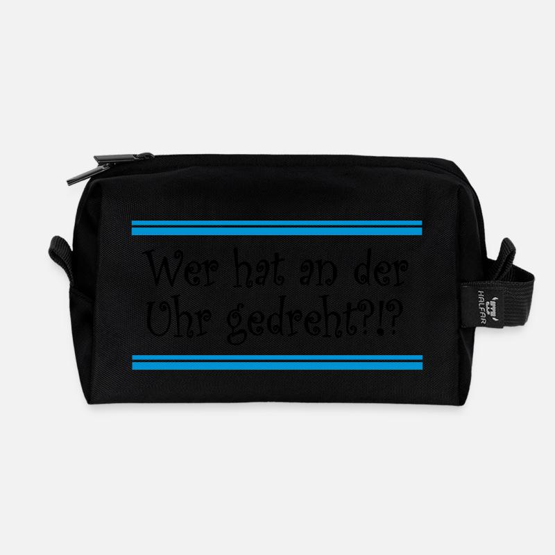 Uhr - Recycelte Kulturtasche - Schwarz