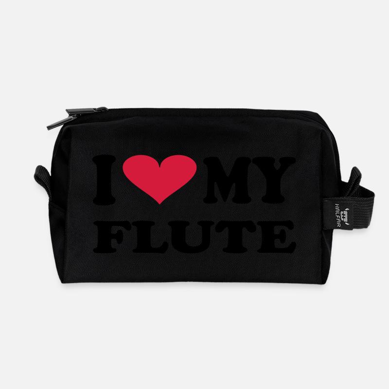 I Love my flute - Recycelte Kulturtasche - Schwarz
