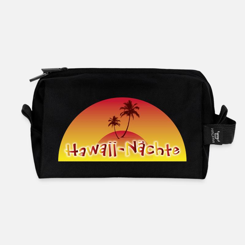 Hawaii-Nächte - Palme - Recycelte Kulturtasche - Schwarz