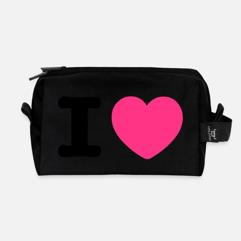 i heart herz - Recycelte Kulturtasche - Schwarz