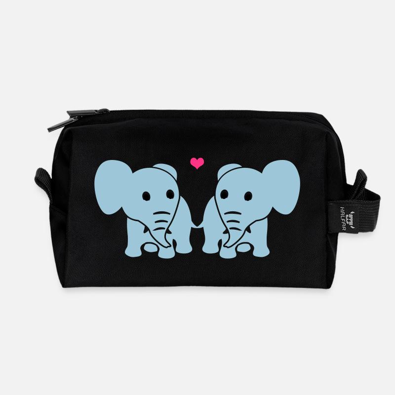Les éléphants dans l'amour - Trousse de toilette en tissu recyclé - noir
