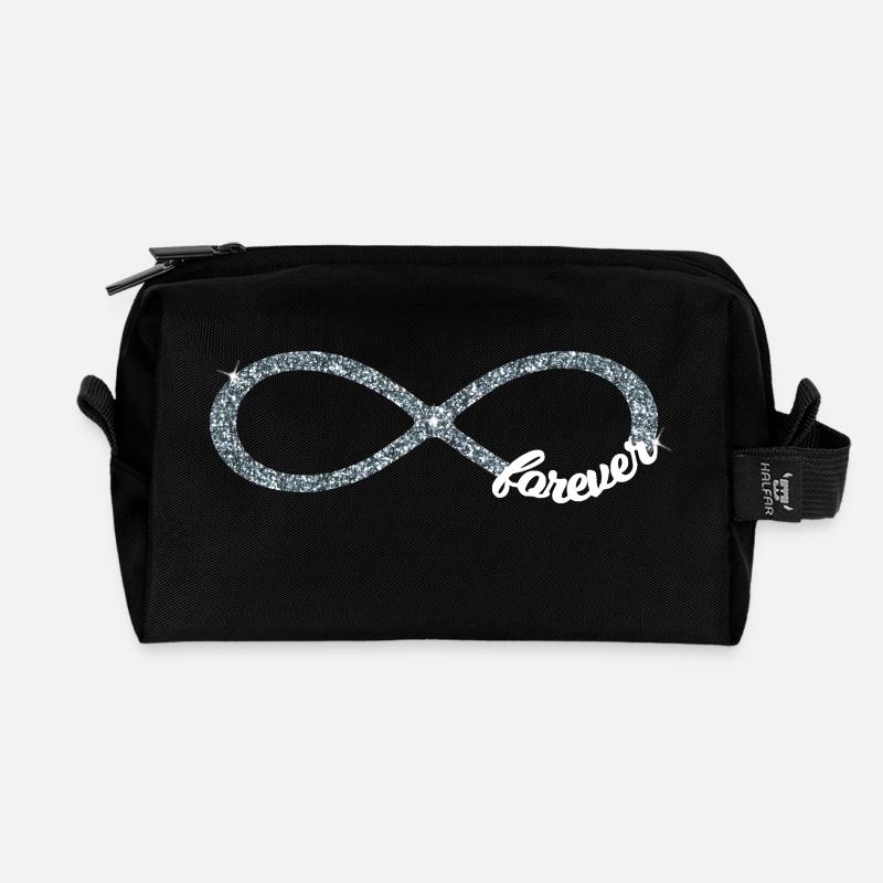 Infinity forever Love Unendlichkeit silber Glitzer - Recycelte Kulturtasche - Schwarz
