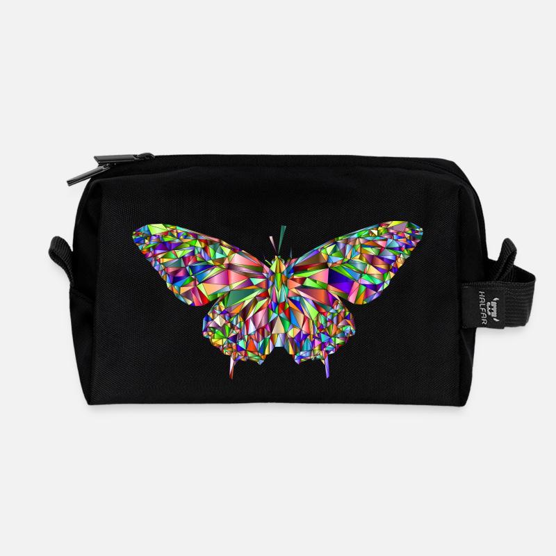 Schmetterling Mosaik - Recycelte Kulturtasche - Schwarz