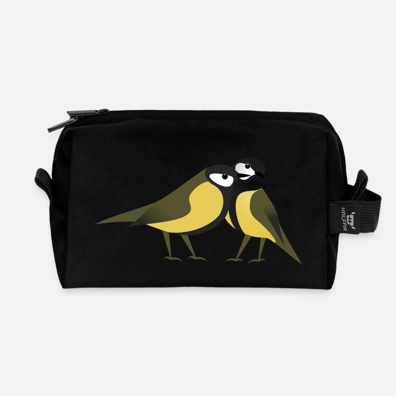 Kohlmeisen - Recycelte Kulturtasche - Schwarz