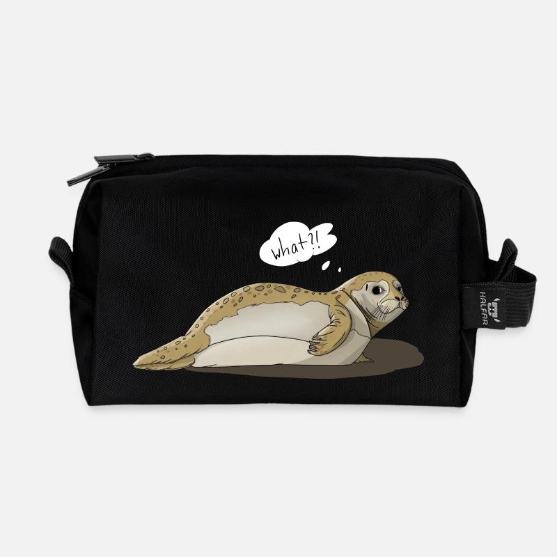 Robbe says what?! - Recycelte Kulturtasche - Schwarz