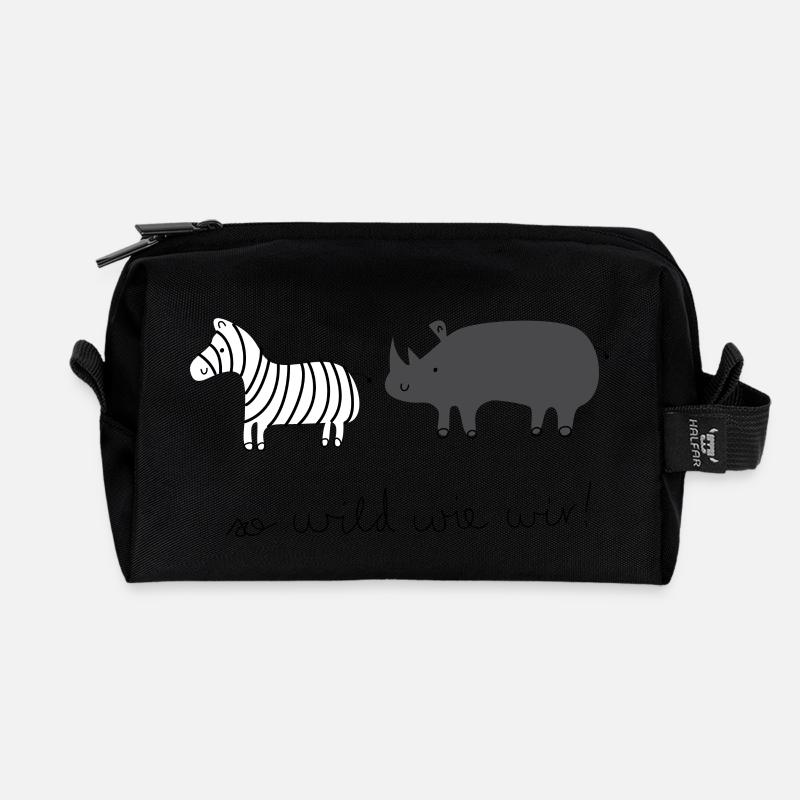 So Wild wie wir (Nashorn & Zebra) - Recycelte Kulturtasche - Schwarz