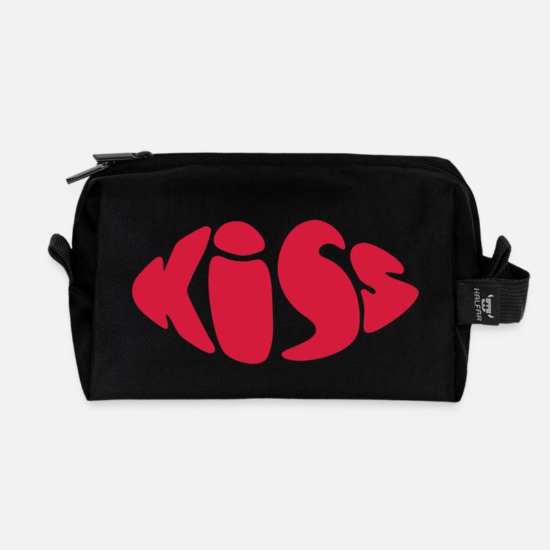 Kiss - Recycelte Kulturtasche - Schwarz
