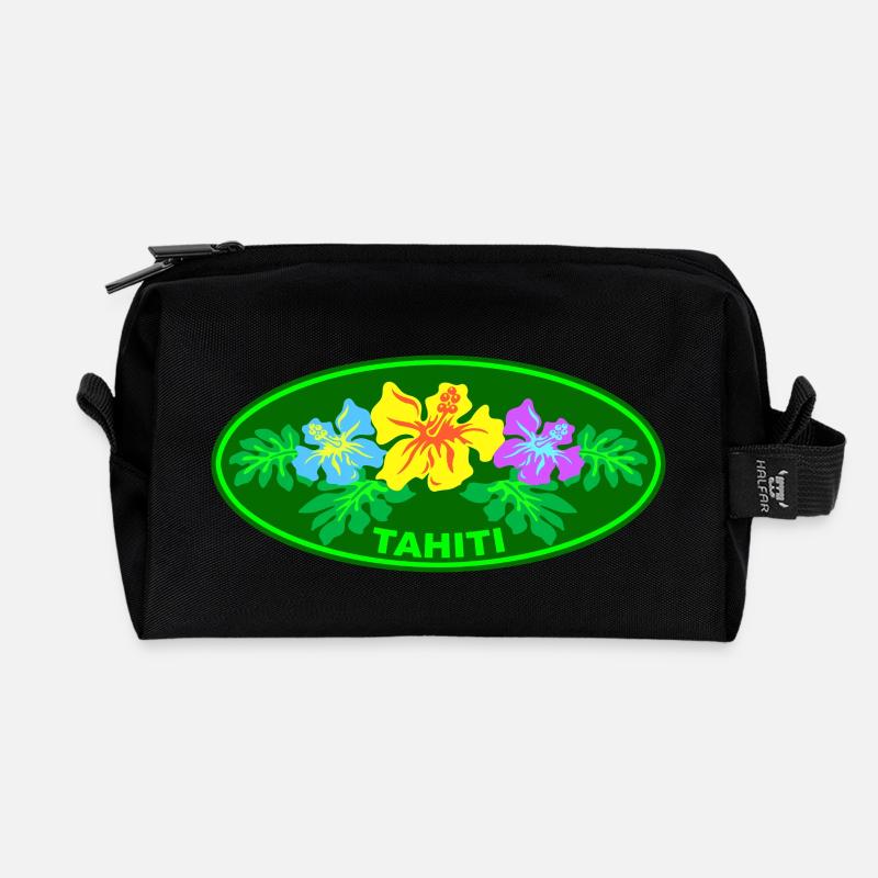 tahiti Hibiskus - Recycelte Kulturtasche - Schwarz